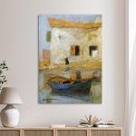 Canvas print Boat and house, Oikonomou