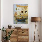 Canvas print Boat and house, Oikonomou