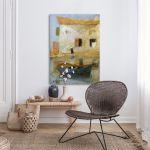 Canvas print Boat and house, Oikonomou