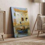 Πίνακας ζωγραφικής Βάρκα και σπίτι, Οικονόμου Μ, Οικονόμου Μ.