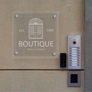 Entrance Sign, plexiglass color print, square