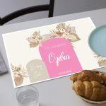 Placemat baptism party, Baby girl boho pink beige