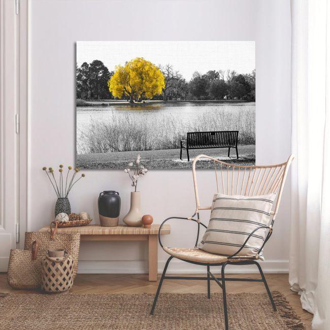 Πίνακας σε καμβά Golden yellow tree