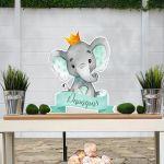 Wooden printed sign, Elephant mint with crown custom name