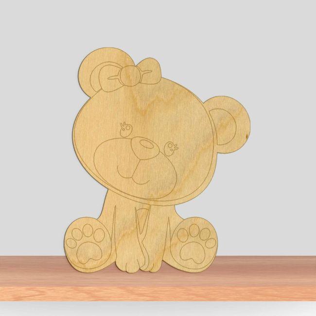 Wooden figure Cute bear girl