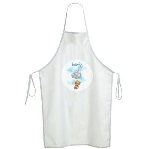 Sticker forbaptism apron, Teddy bear with blue balloons 2