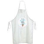 Sticker forbaptism apron, Teddy bear with blue balloons