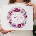 Wishes book, Flower wreath with name