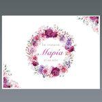 Placemat baptism party, Flower wreath with name