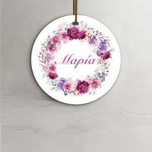 Labels thank you, Flower wreath with name 2