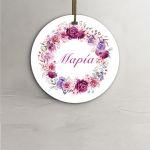 Labels thank you, Flower wreath with name