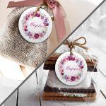 Labels thank you, Flower wreath with name