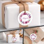 Labels thank you, Flower wreath with name