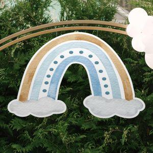 Wooden printedRainbow with clouds, boy