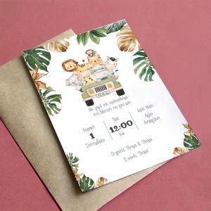 Baptism invitation, Jeep animals