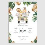Baptism invitation, Jeep animals