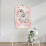 Canvas print welcome to my baptism,Golden circles and photo