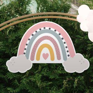 Wooden printedRainbow with clouds, art 3
