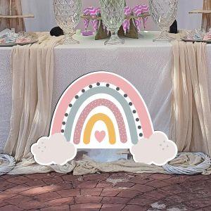 Wooden printedRainbow with clouds, art 3 2