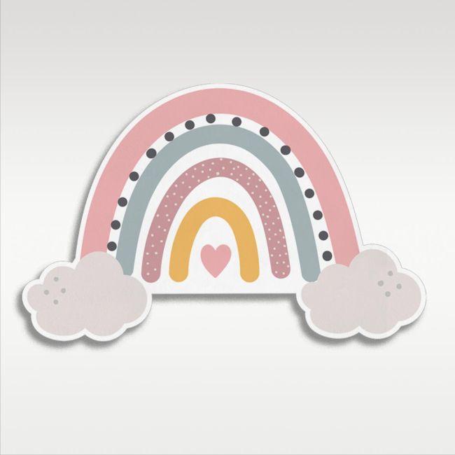Wooden printedRainbow with clouds, art 3