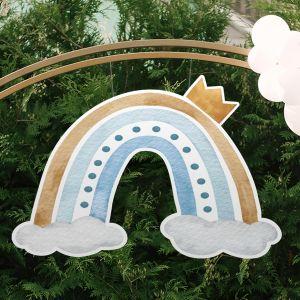 Wooden printedRainbow with clouds and a crown boy View 1 2