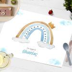 Placemat baptism party, Rainbow with clouds and a crown