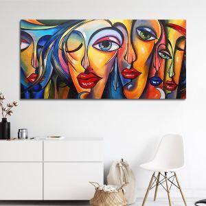 Canvas print Surrealistic woman faces, panoramic