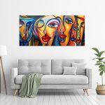 Canvas print Surrealistic woman faces, panoramic