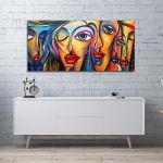 Canvas print Surrealistic woman faces, panoramic