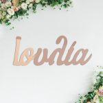 Acrylic pink gold mirror name for baptism decoration