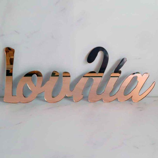 Acrylic pink gold mirror name for baptism decoration