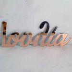 Acrylic pink gold mirror name for baptism decoration