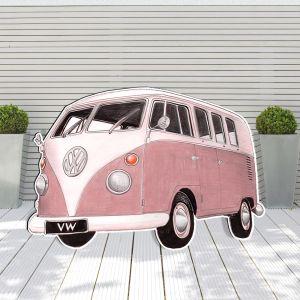 Wooden figure printed Camper lineart pink