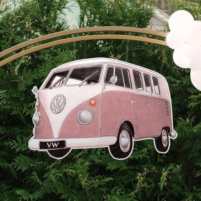 Βανάκι Camper lineart pink, ξύλινη φιγούρα εκτυπωμένη