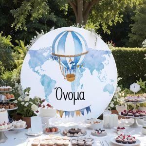 Wooden printed sign, Watercolor balloon with name, blue 2