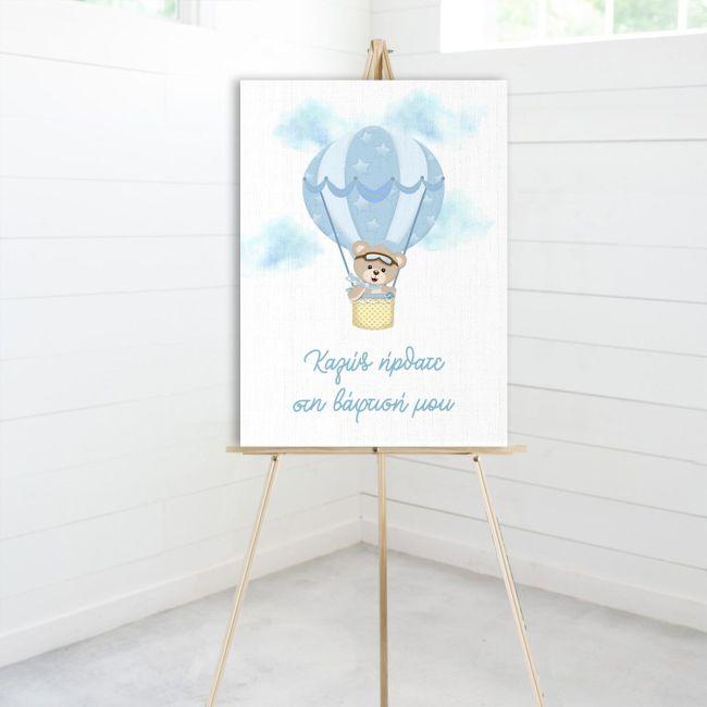 Tendy Bear blue pilot, Canvas welcome to my baptism