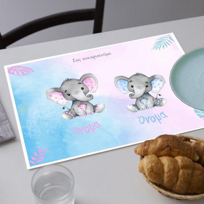 Placemat, Elephant twins, boy girl