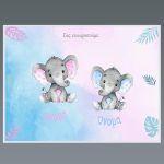Placemat, Elephant twins, boy girl