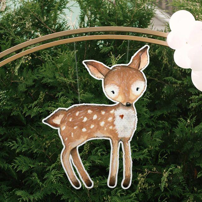 Wooden figure printed Little deer watercolor 2