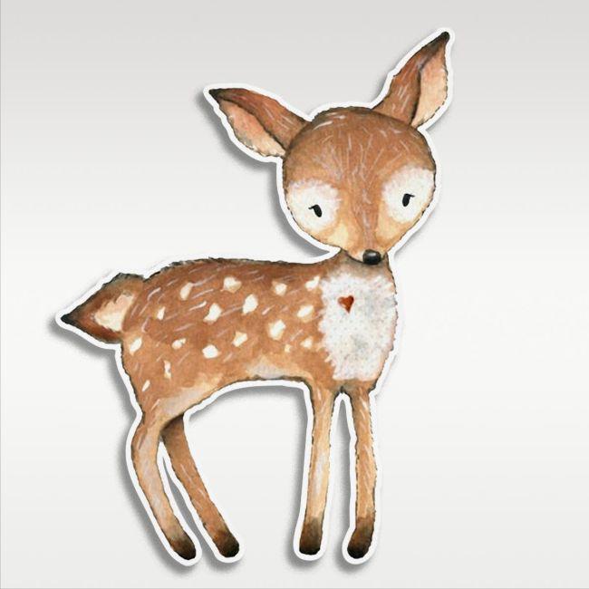 Wooden figure printed Little deer watercolor 2