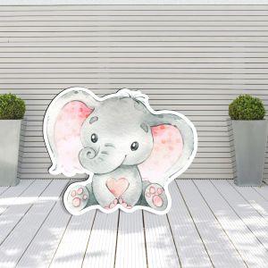 Wooden figure Elephant Pink watercolor 3