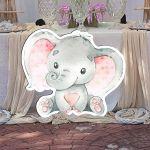 Wooden figure Elephant Pink watercolor 3