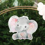 Wooden figure Elephant Pink watercolor 3