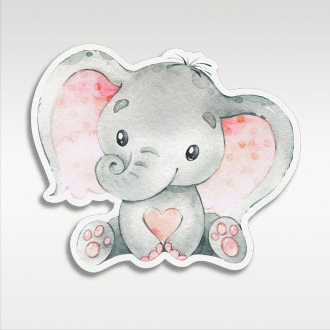 Wooden figure Elephant Pink watercolor 3
