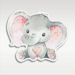 Wooden figure Elephant Pink watercolor 3