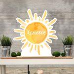 Wooden printed sign, Sun Watercolor