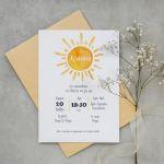 Baptism invitation, Sun Watercolor