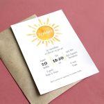 Baptism invitation, Sun Watercolor