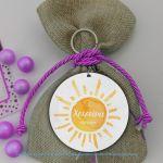 Wooden figure printed circular Sun Watercolor