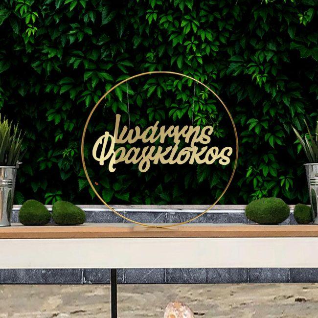 Δυο ονόματα για αψίδα βάπτισης, plexiglass χρυσό καθρέπτης 